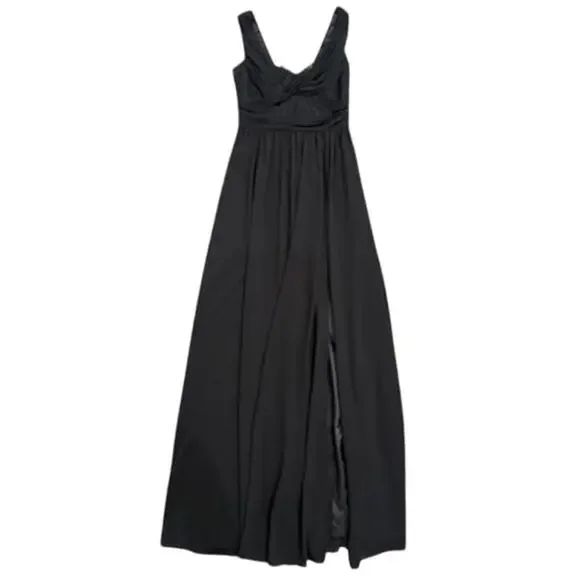 winslow formal satin lace-up dress Lady Black Tie - Della Gown - Fitted Satin & Lace Embellished Gown